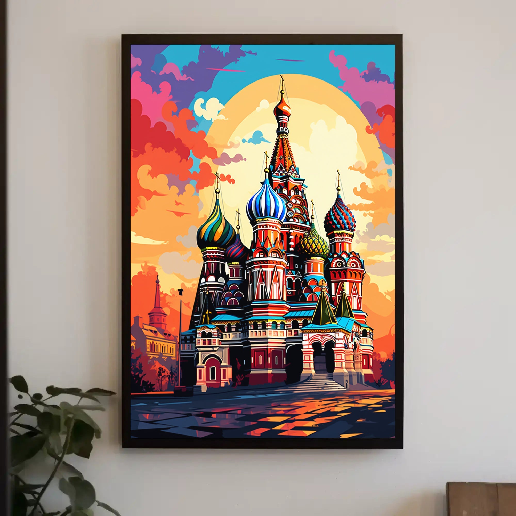 Vibrant Russian Landmark Illustration Cultural or Heritage Poster