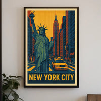 New York City Neon City Comic Art Poster Retro Wall Art