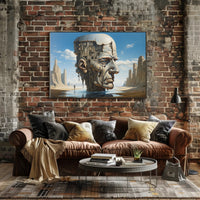 Surreal Desert Urban Head Artistic Poster