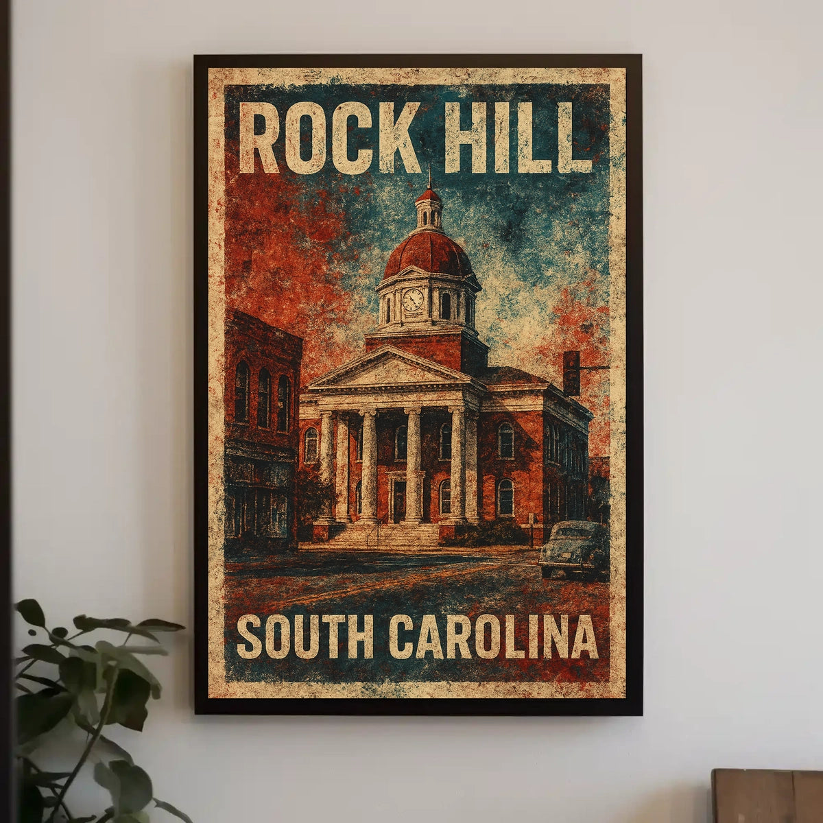 Vintage Rock Hill Architecture Collector Poster