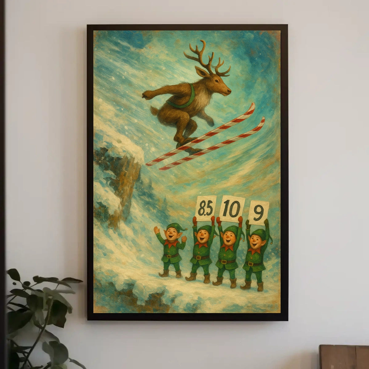 Reindeer Ski Jump Poster