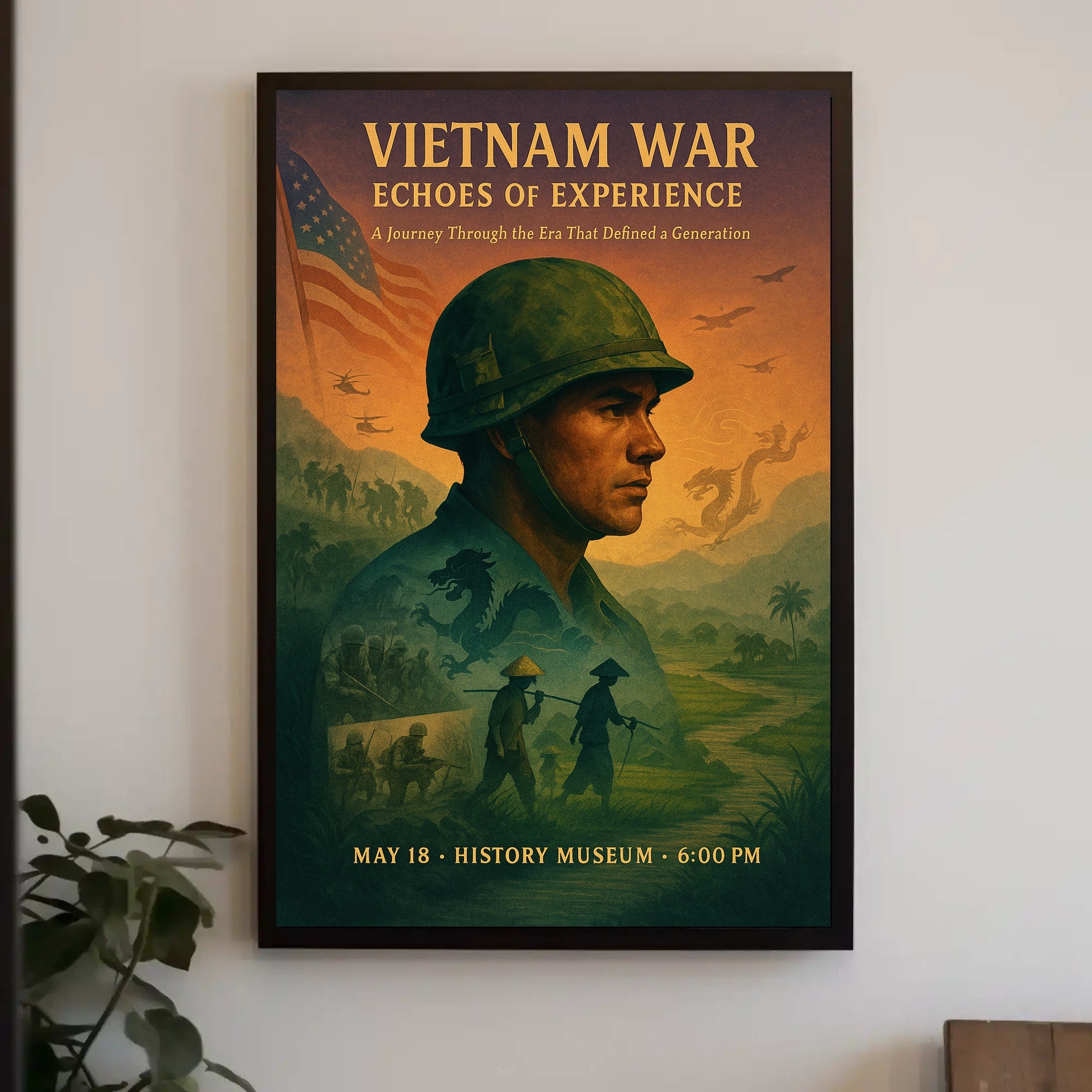 Vietnam War Historical Poster Vintage Military Print