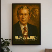 George W Bush Poster Vintage Analog Film Aesthetic Presidential Portrait Wall Art Print for History Fans