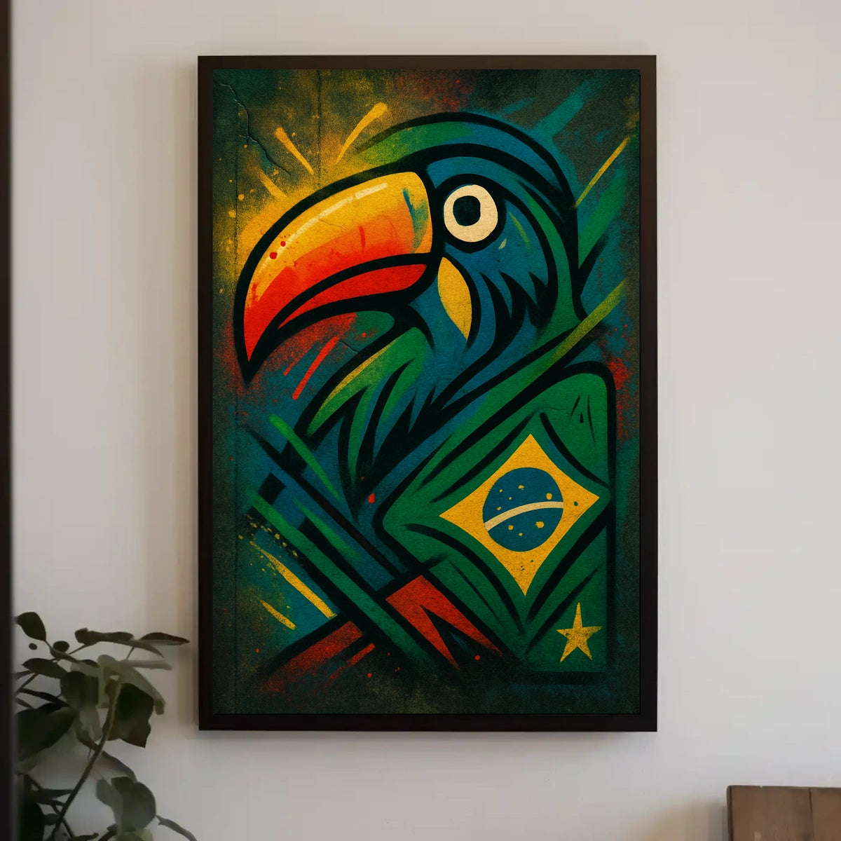 Vibrant Toucan and Brazilian Flag Poster