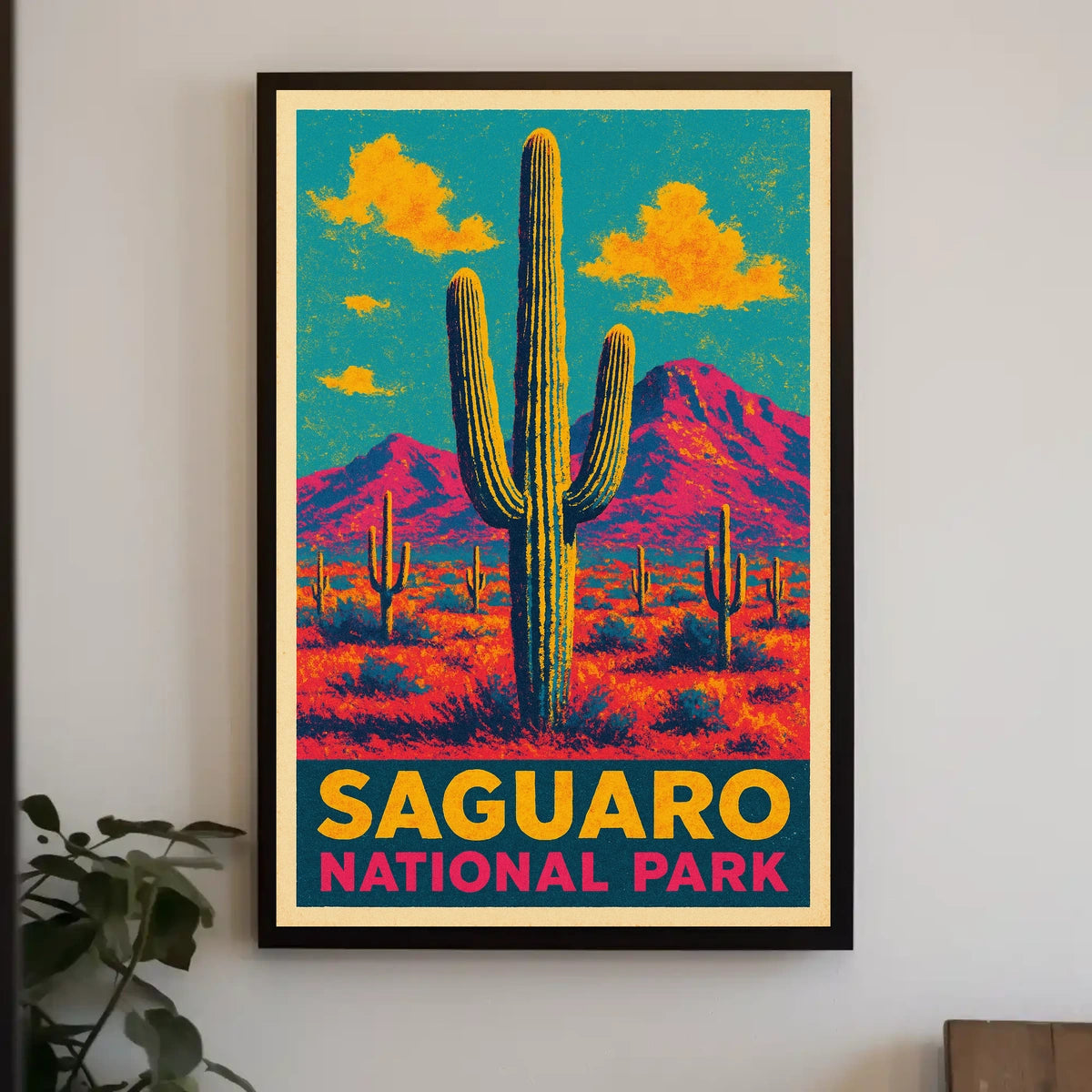 Saguaro National Park Vintage Desert Landscape Poster