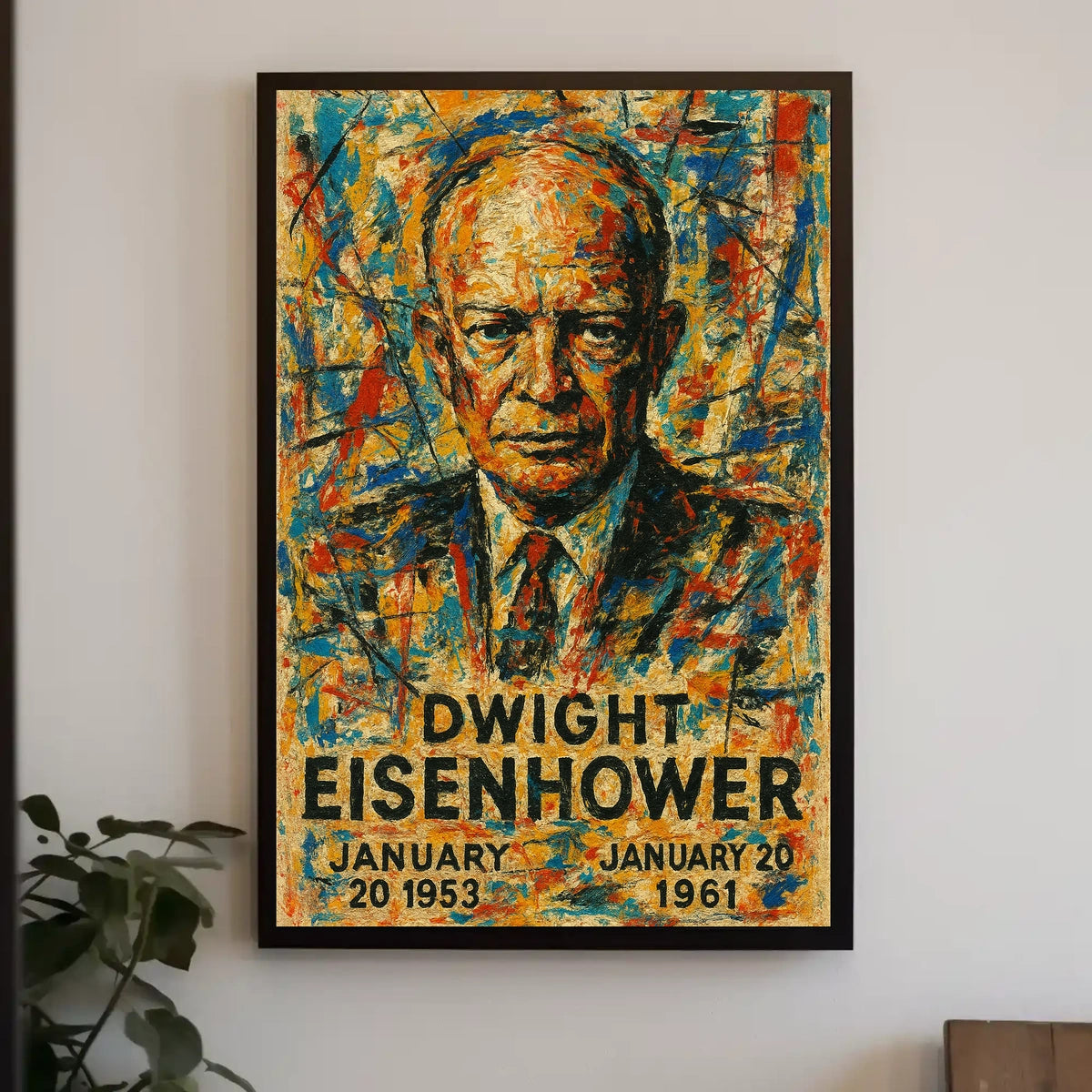 Eisenhower Abstract Portrait Patriotism Expressionism Bold Brushstrokes Midcentury Legacy Poster
