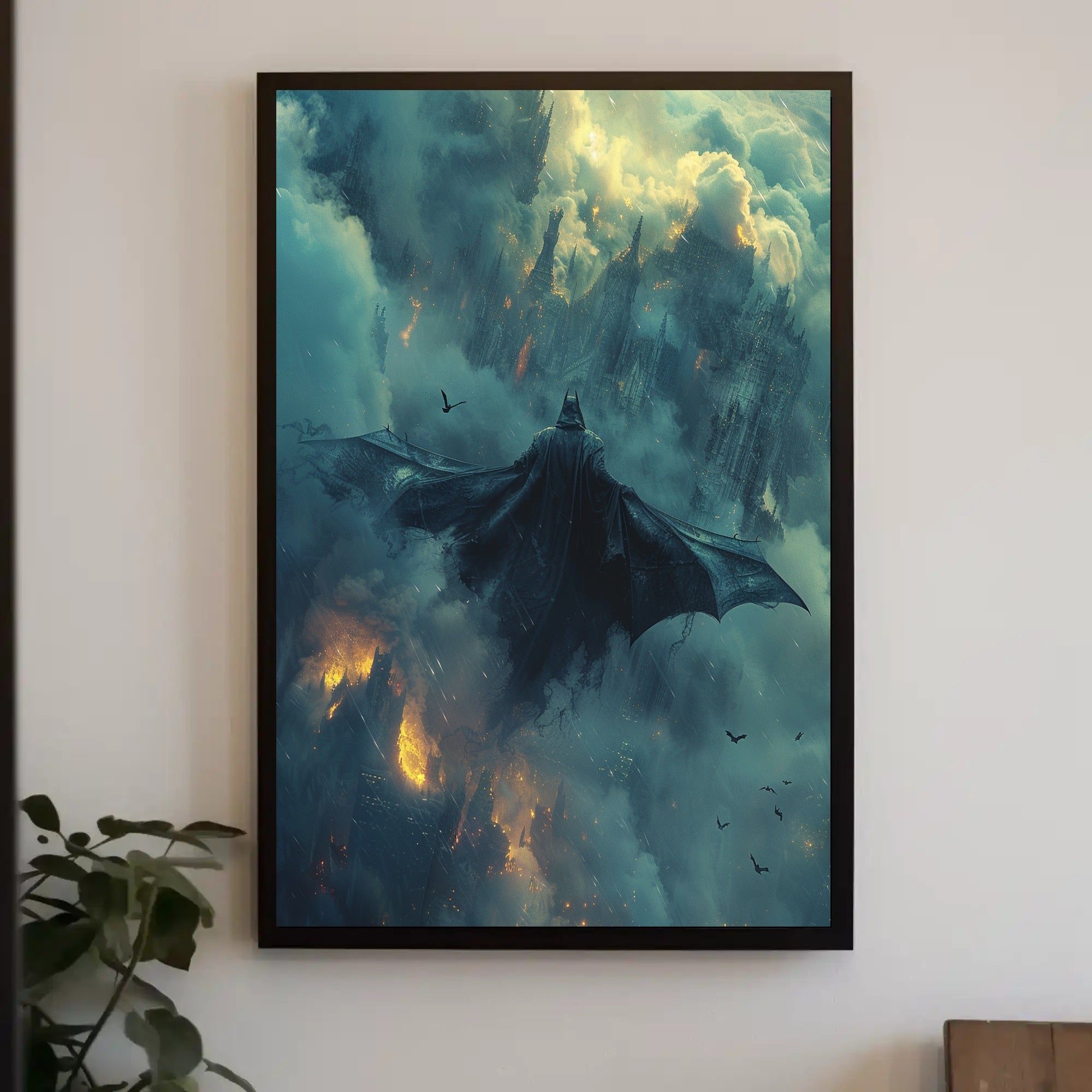 Dark Heroic Cityscape with Gothic Fantasy Poster PosterGoat