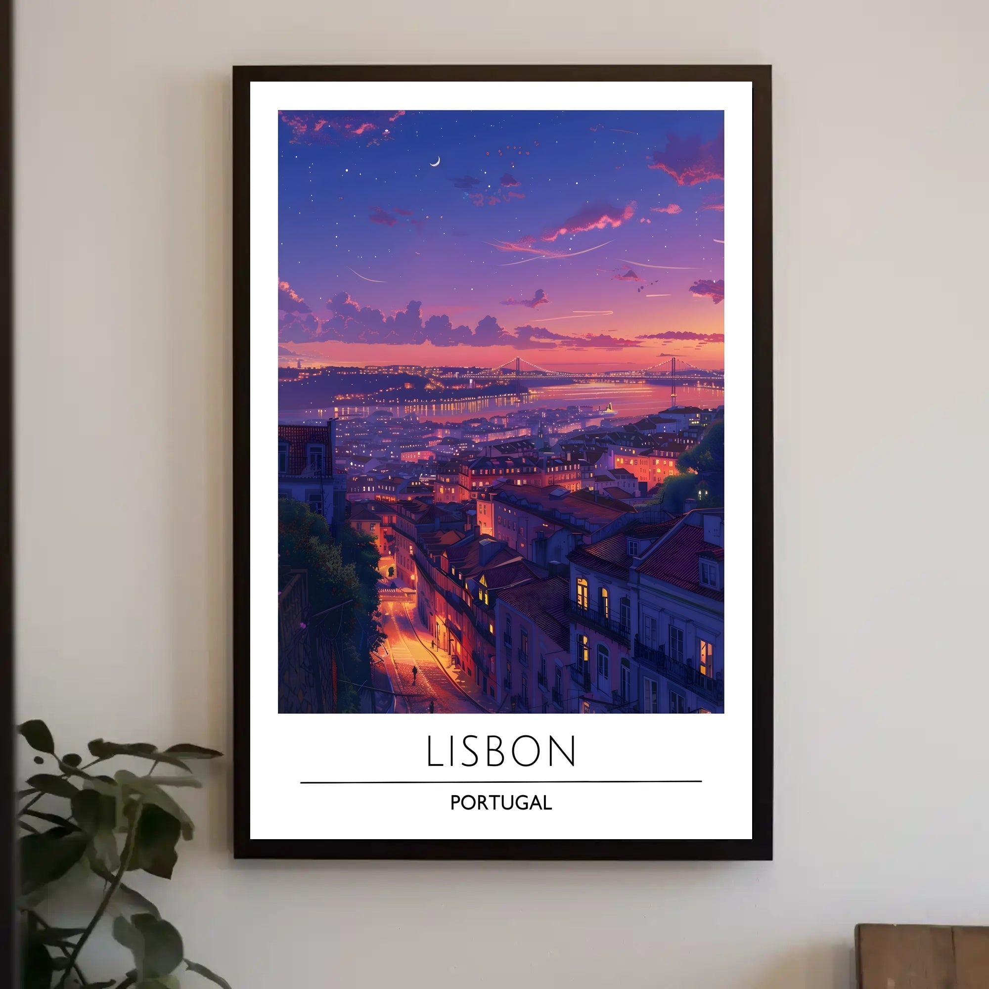 Lisbon Twilight Magic Scenic View Urban or Cityscape Poster