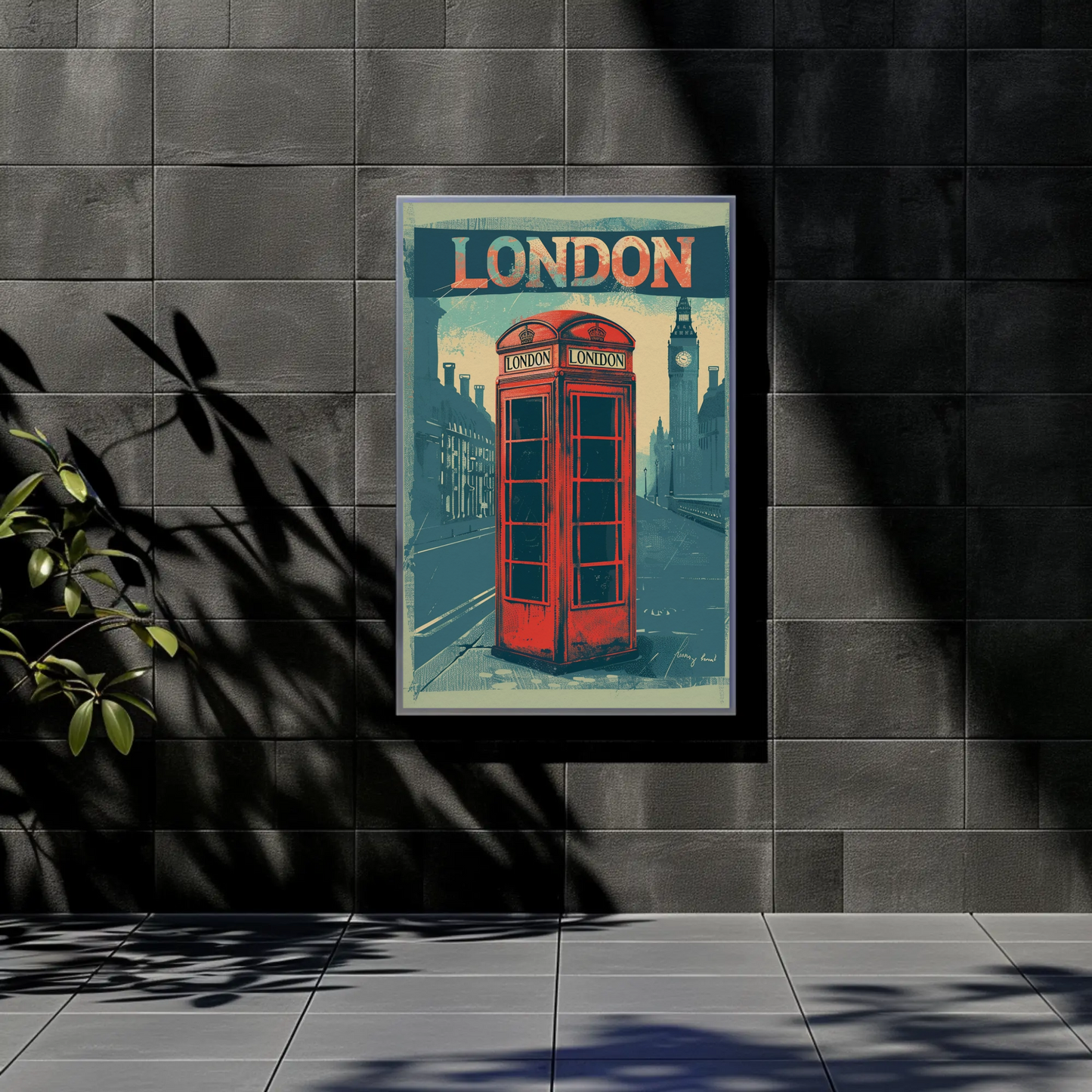 London Vintage Travel Poster - Phone Booth