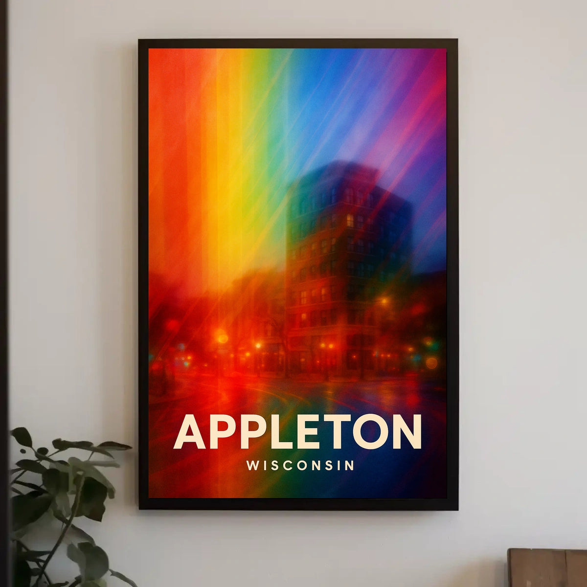 Appleton Vibrant Nightscape Abstract Expressionism Poster