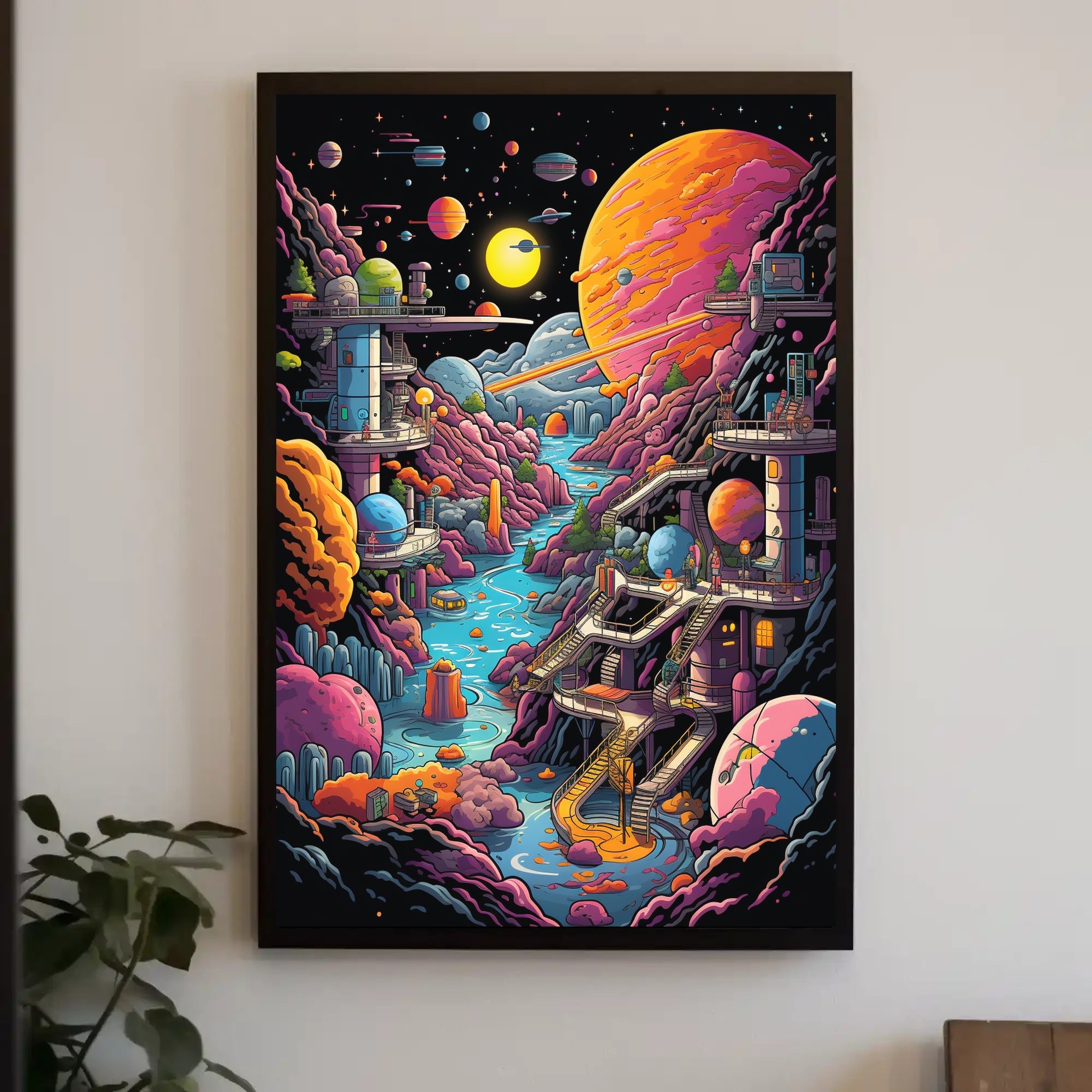 Futuristic Space Exploration with Retro Sci-Fi Poster