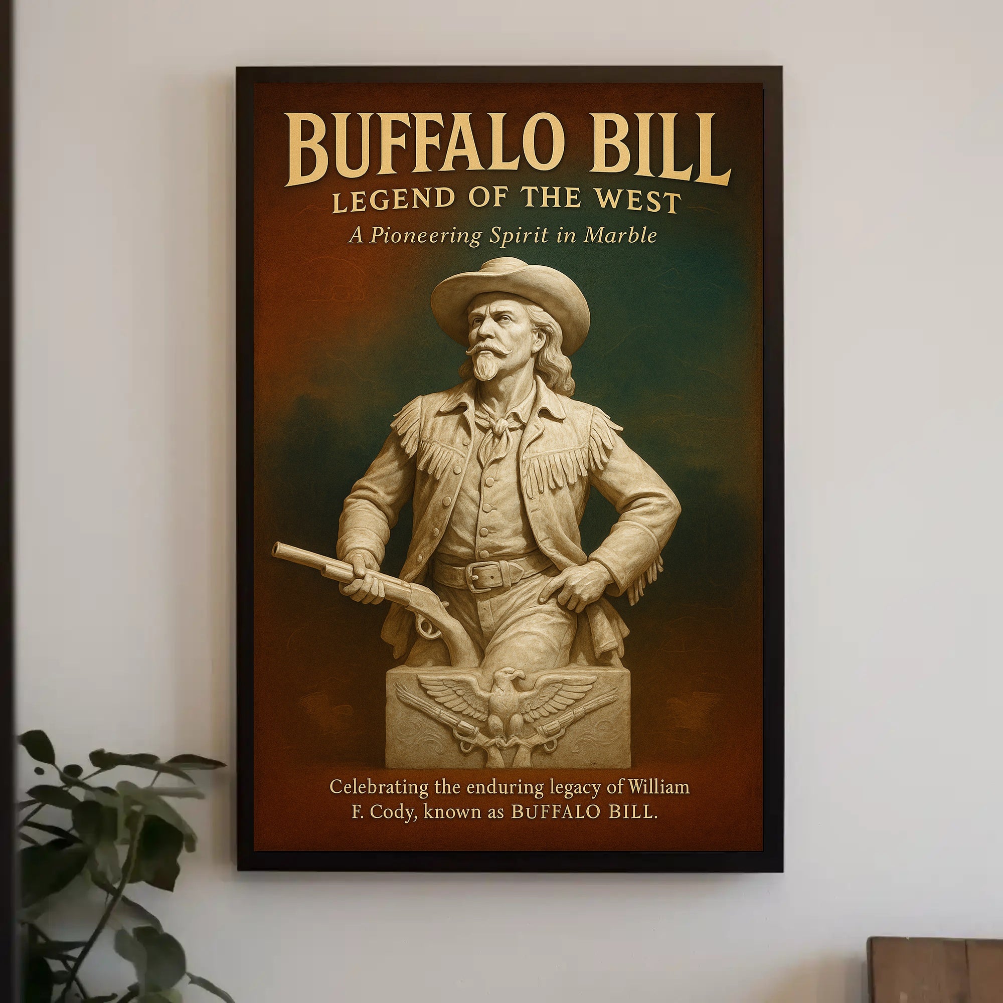 Buffalo Bill Marble Statue American Heritage Poster