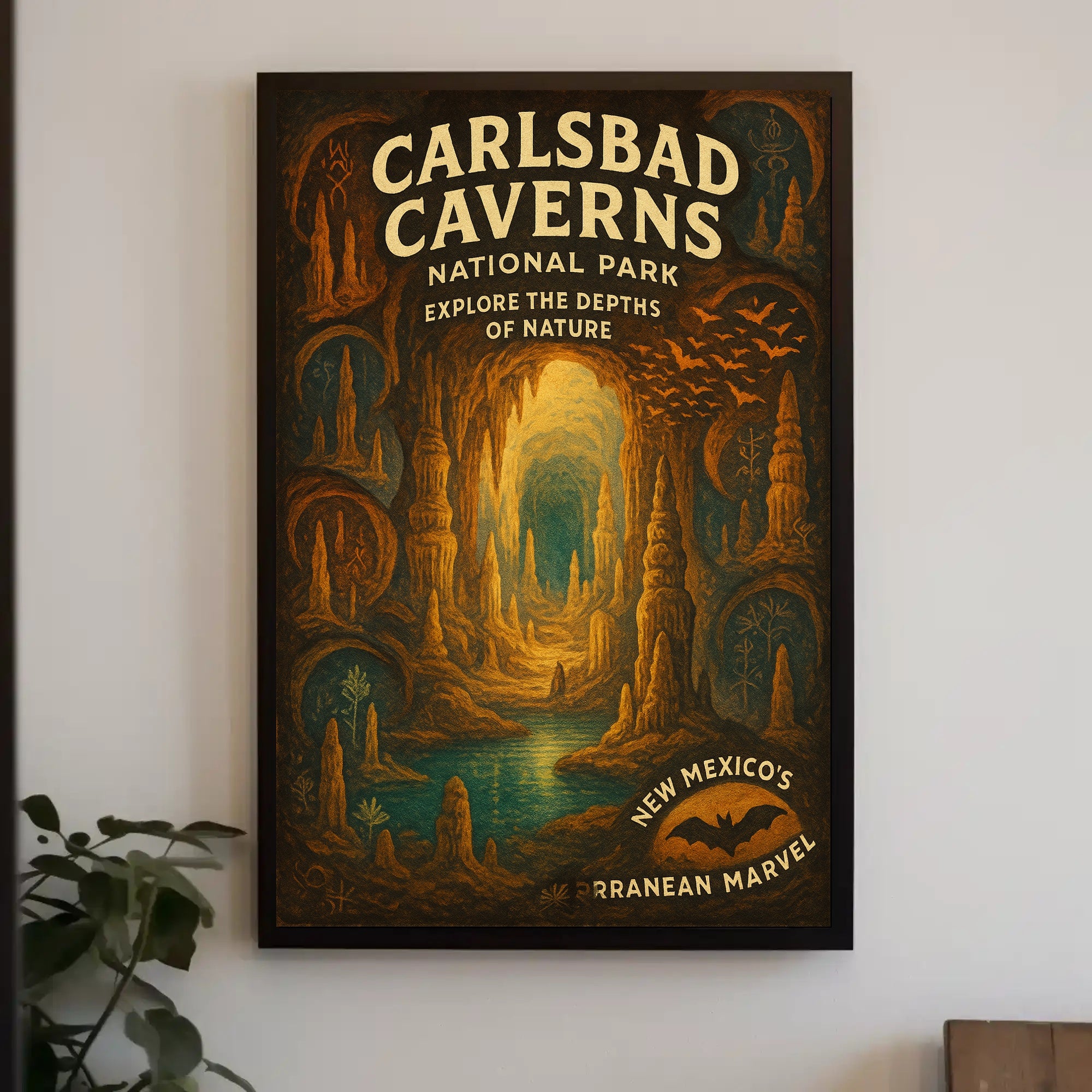 Carlsbad Caverns Vintage Art Print: National Park Poster
