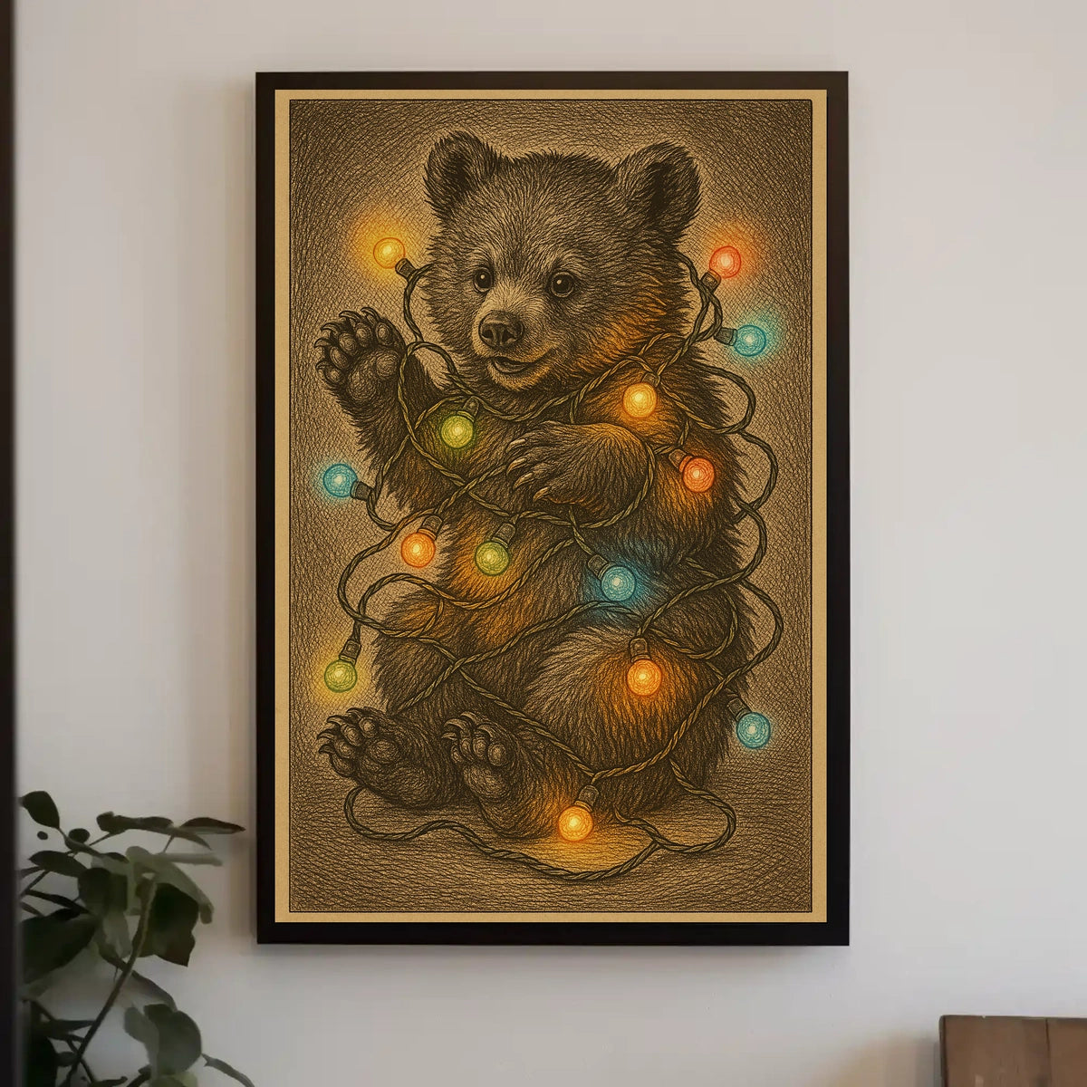 Festive Bear Cub Poster