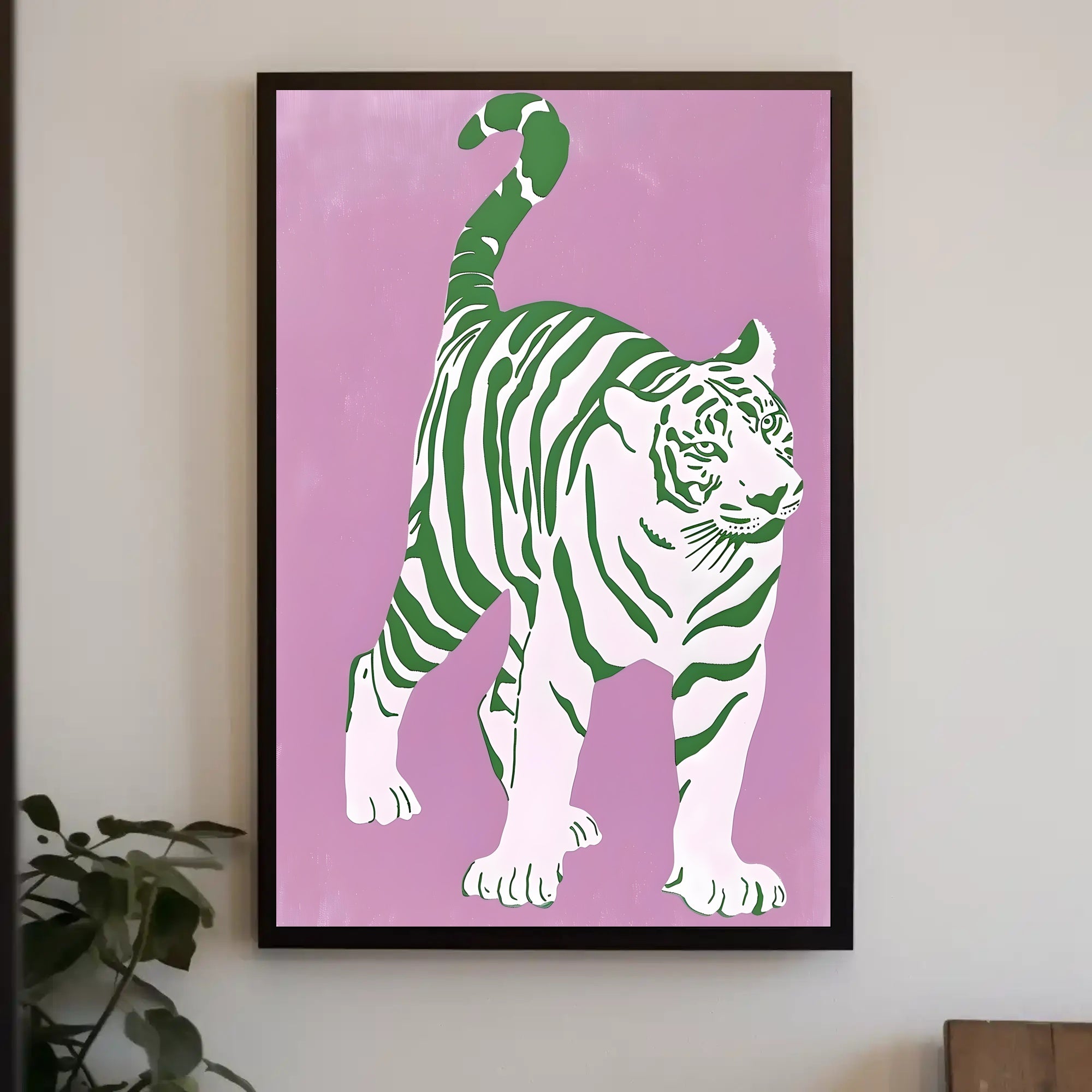 Green Striped Tiger Poster