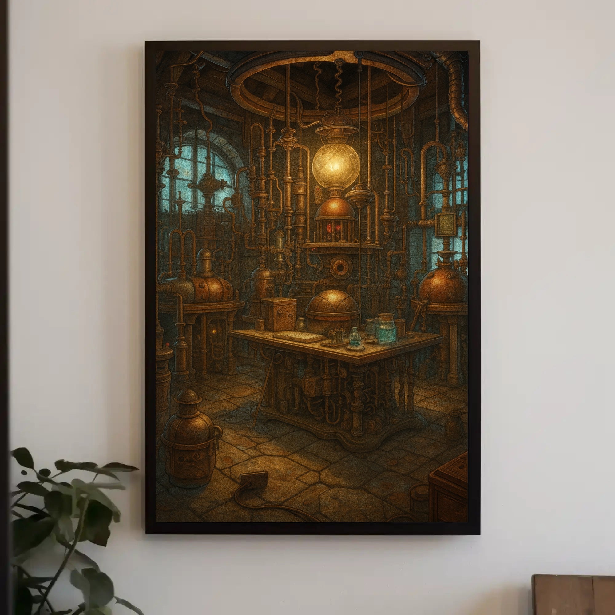 Steampunk Laboratory Mystery Exploration Poster