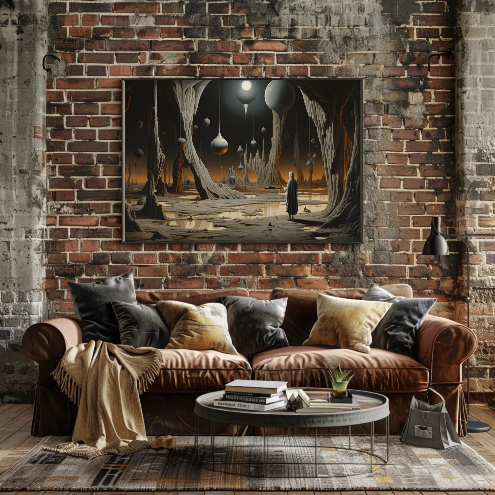 Surreal Landscape with Cloaked Figure Fantasy or Mythology Poster