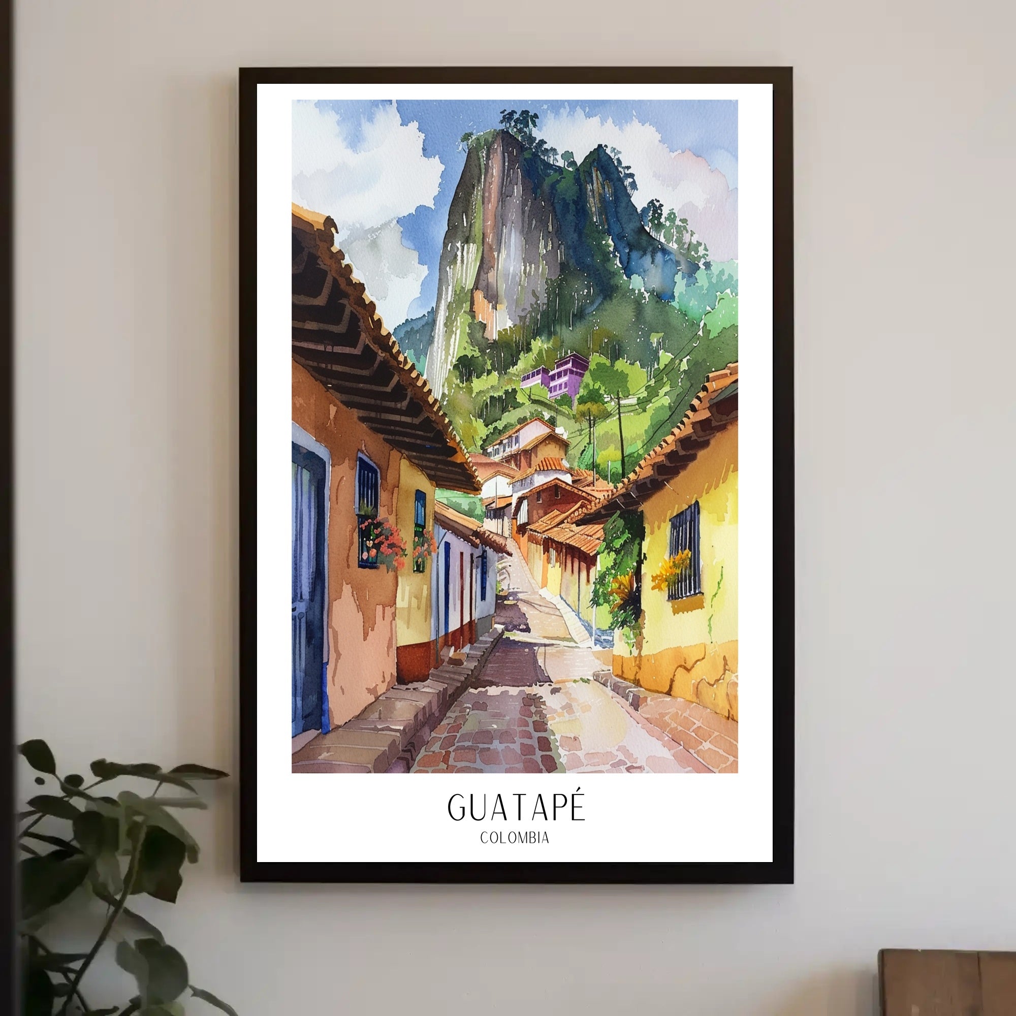 Guatapé Village Watercolor Travel Poster PosterGoat