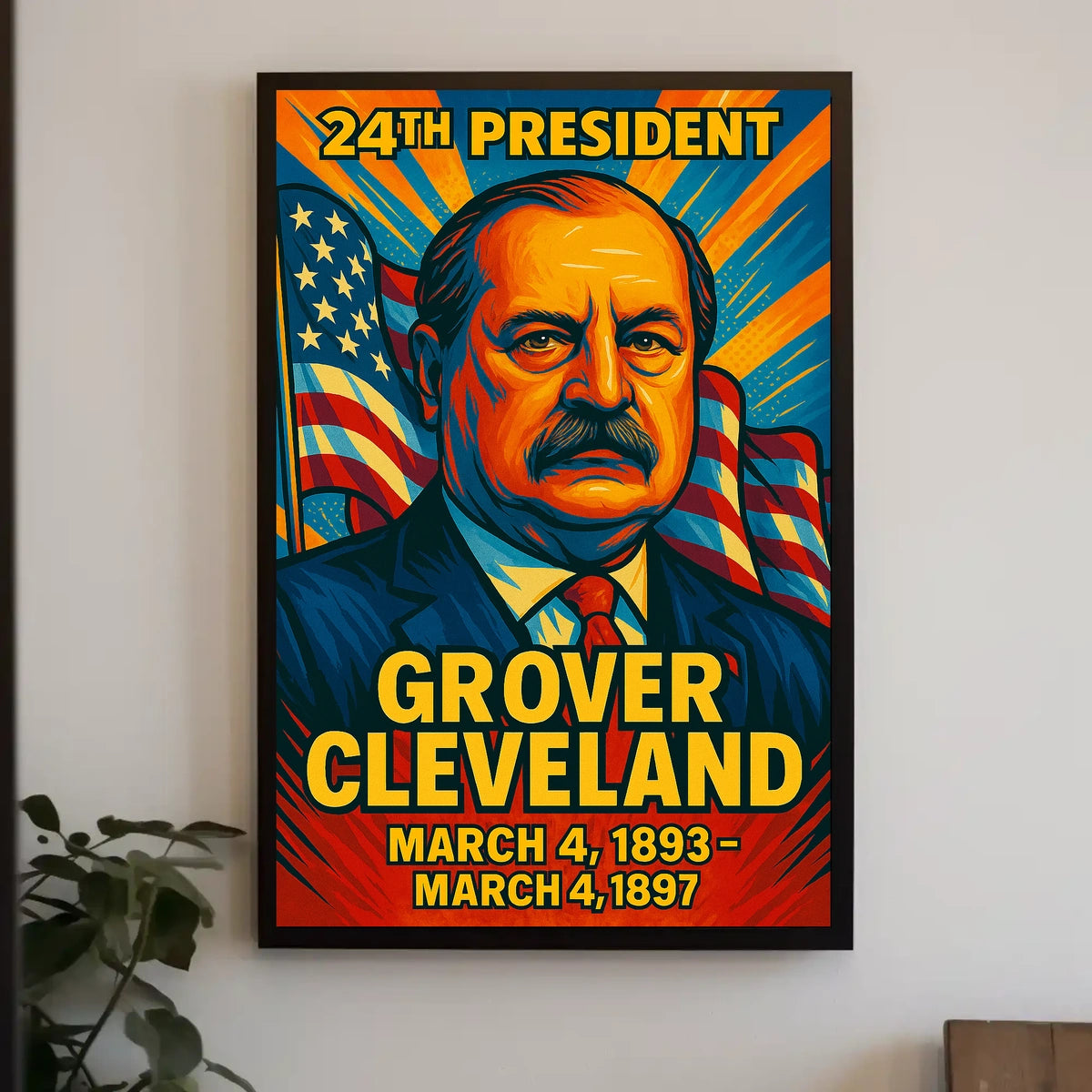 Grover Cleveland 24th President of the United States Colorful Comic Book Style Poster