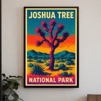Joshua Tree Desert Sunset Retro Art Adventure Travel Bold Colorful Nightscape Classic Poster