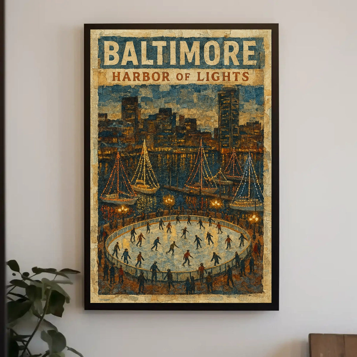 Baltimore Harbor Night Scene Poster