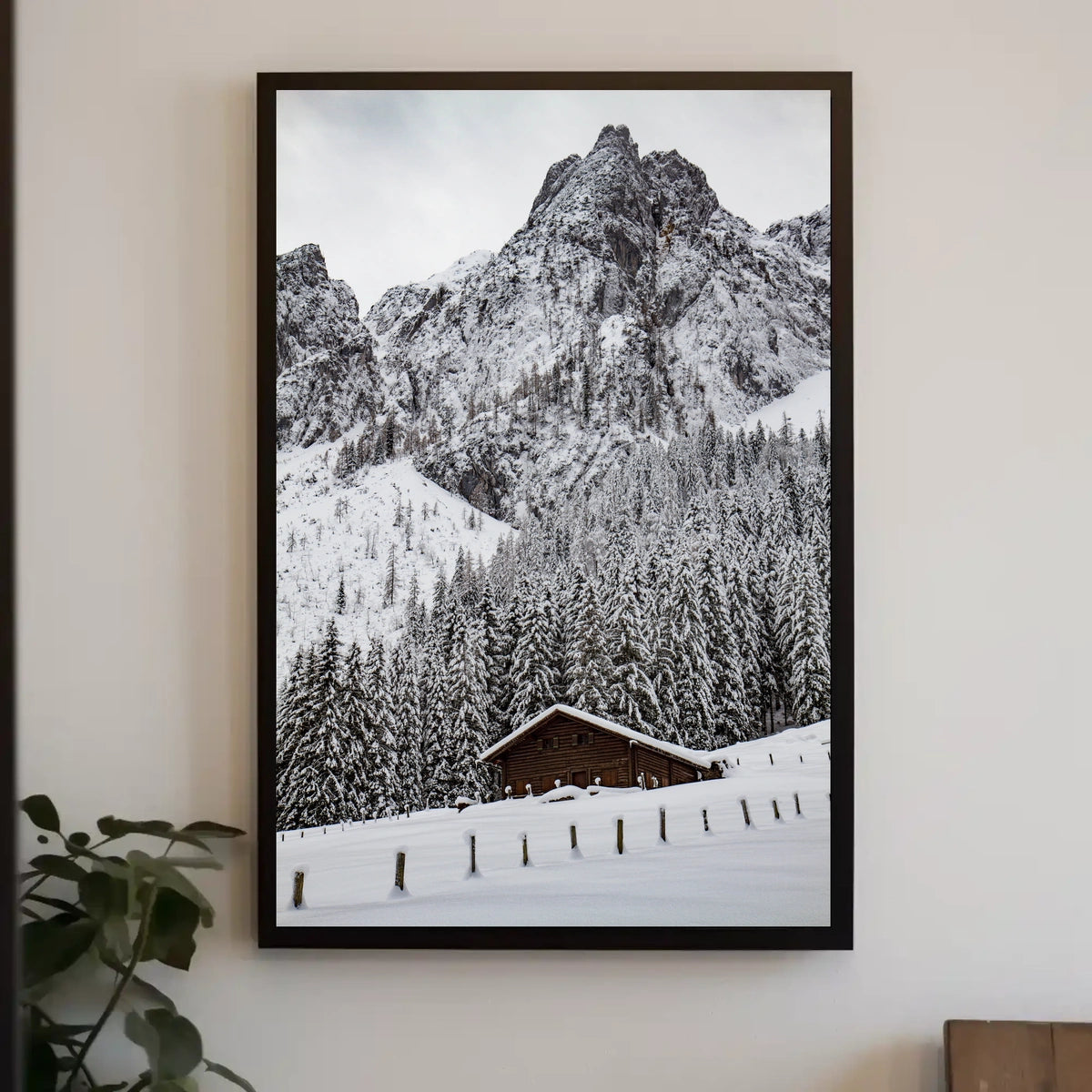 Serene Alpine Cabin in Winter Wonderland National Park Poster