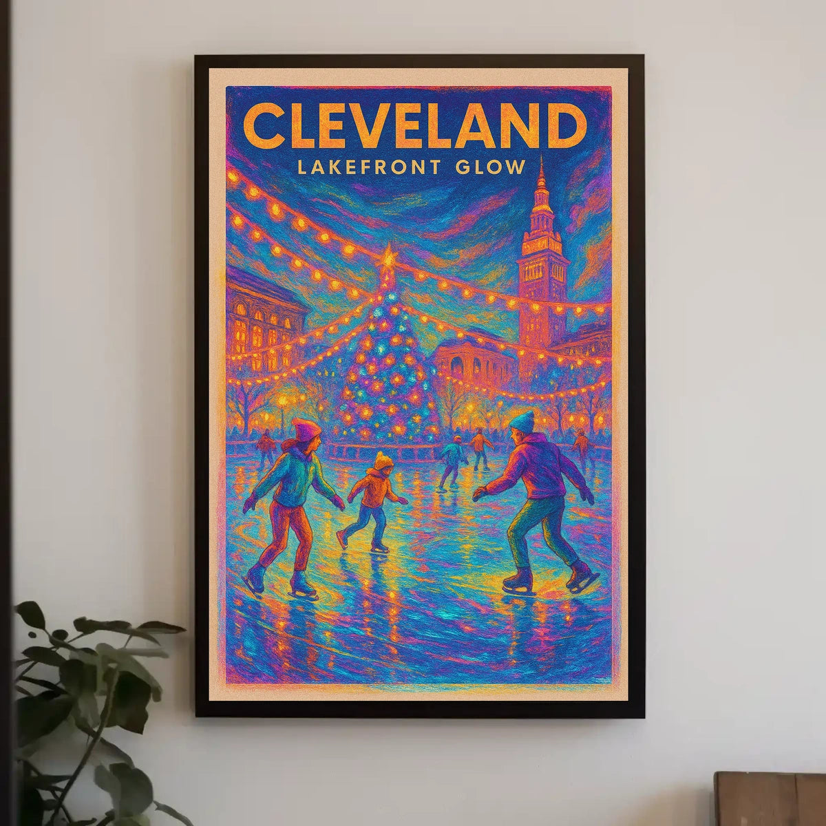 Cleveland Lakefront Glow Poster