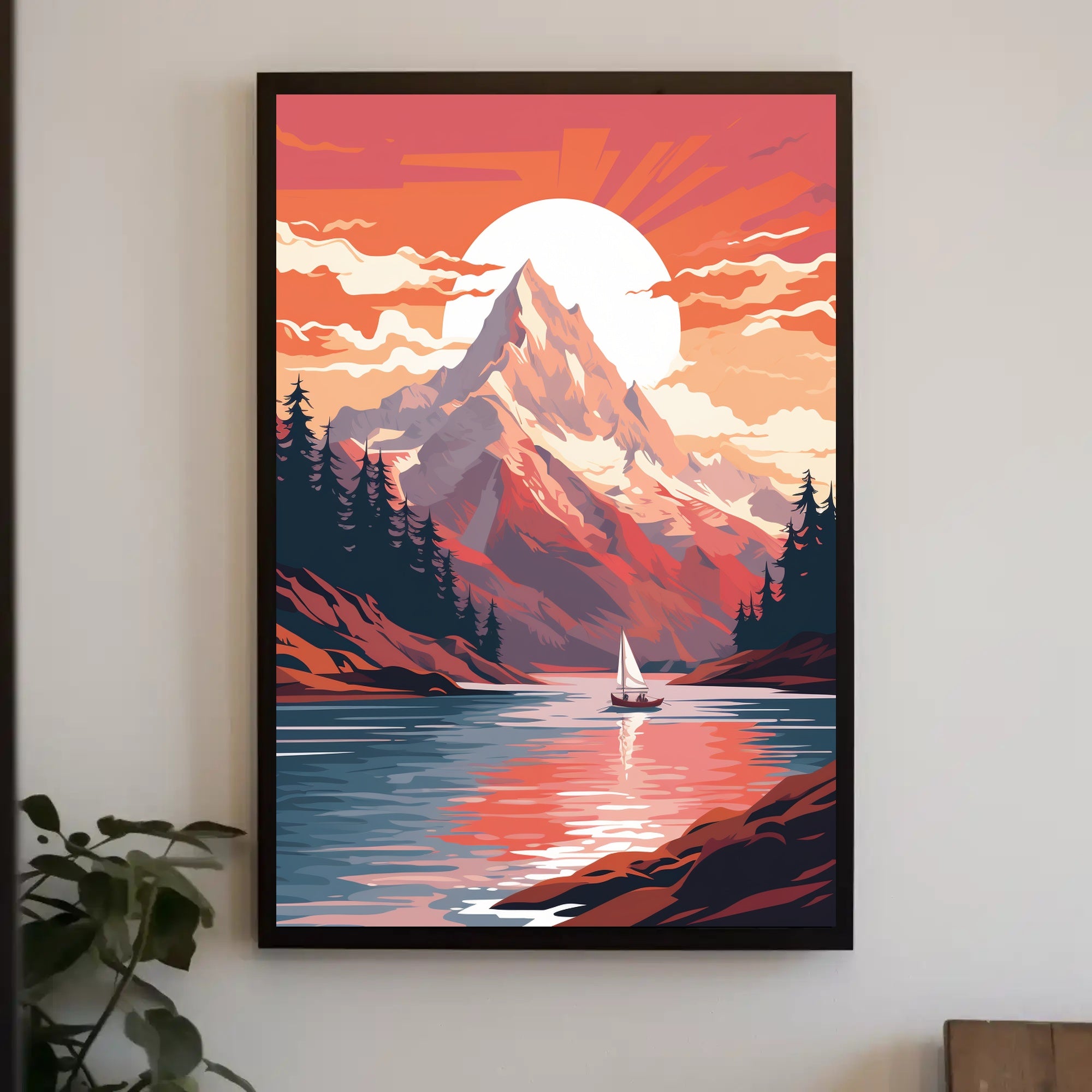 Snow-Capped Mountain Adventure: Vintage Travel Poster