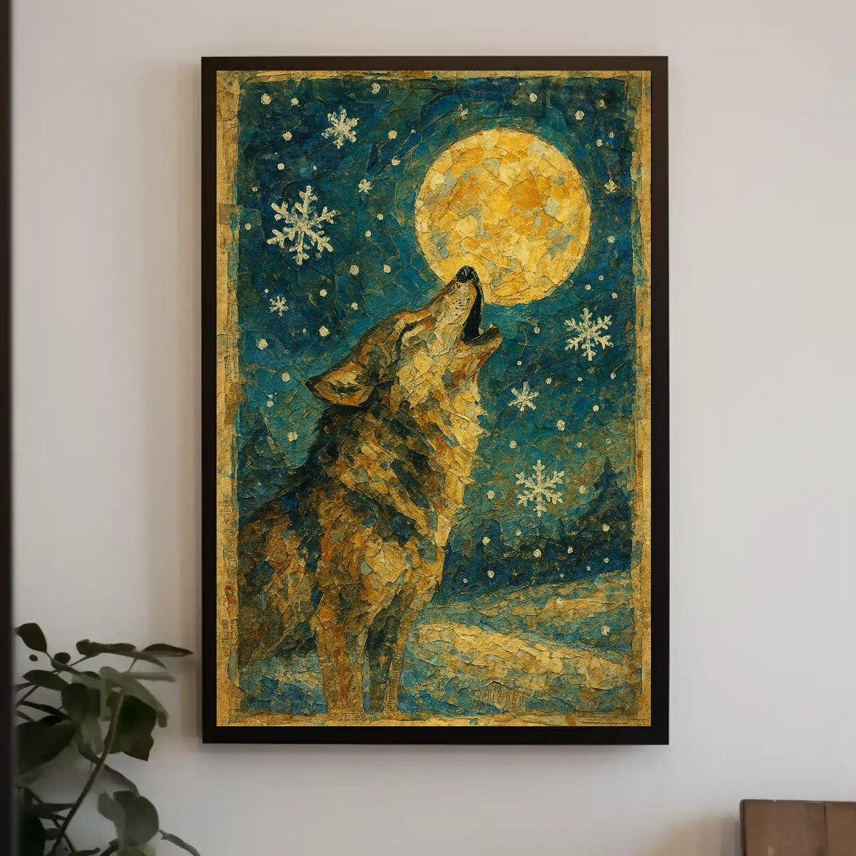 Wolf Howl Forest Night Landscape Moonlight View Gallery Poster