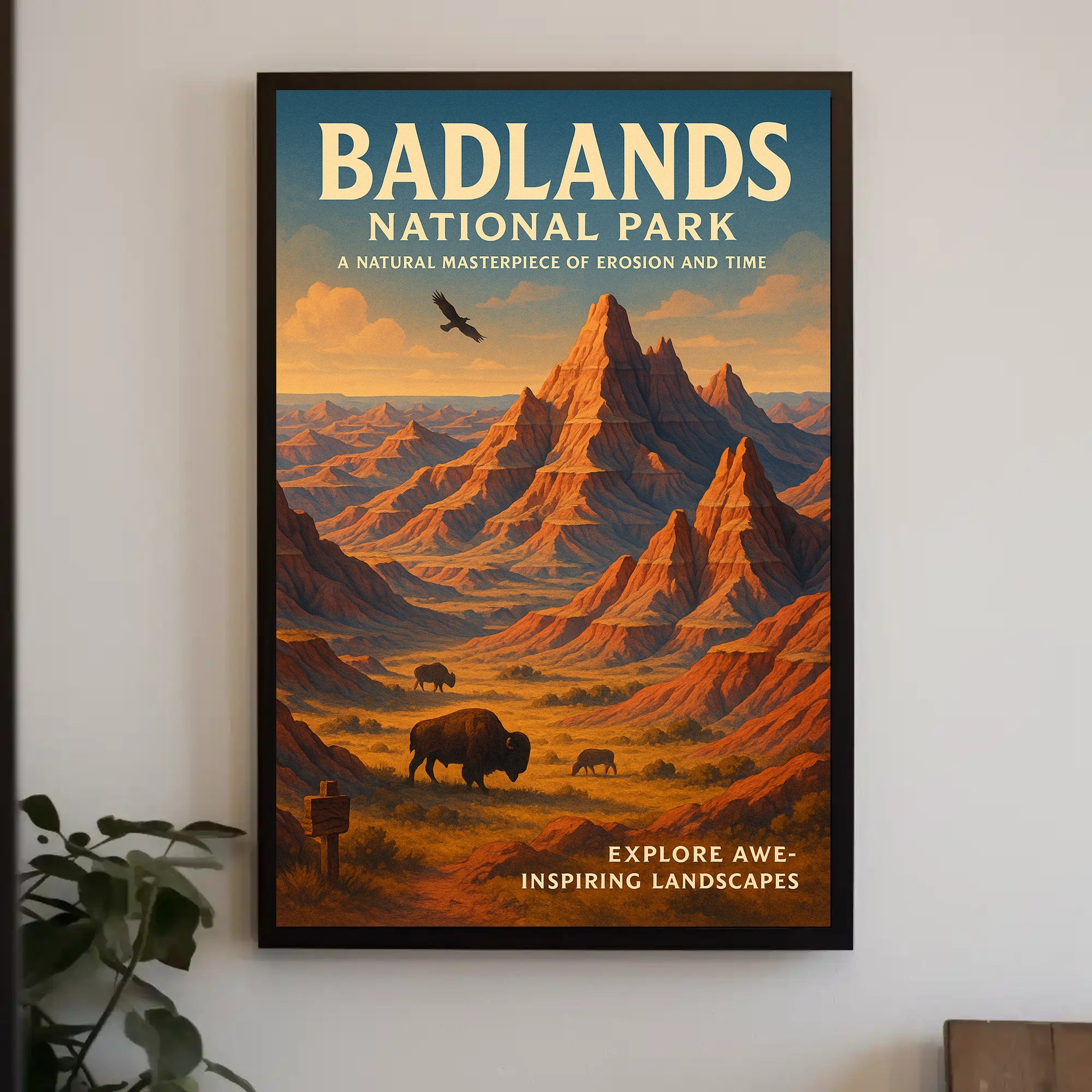 Badlands National Park Scenic Poster Wall Art Print
