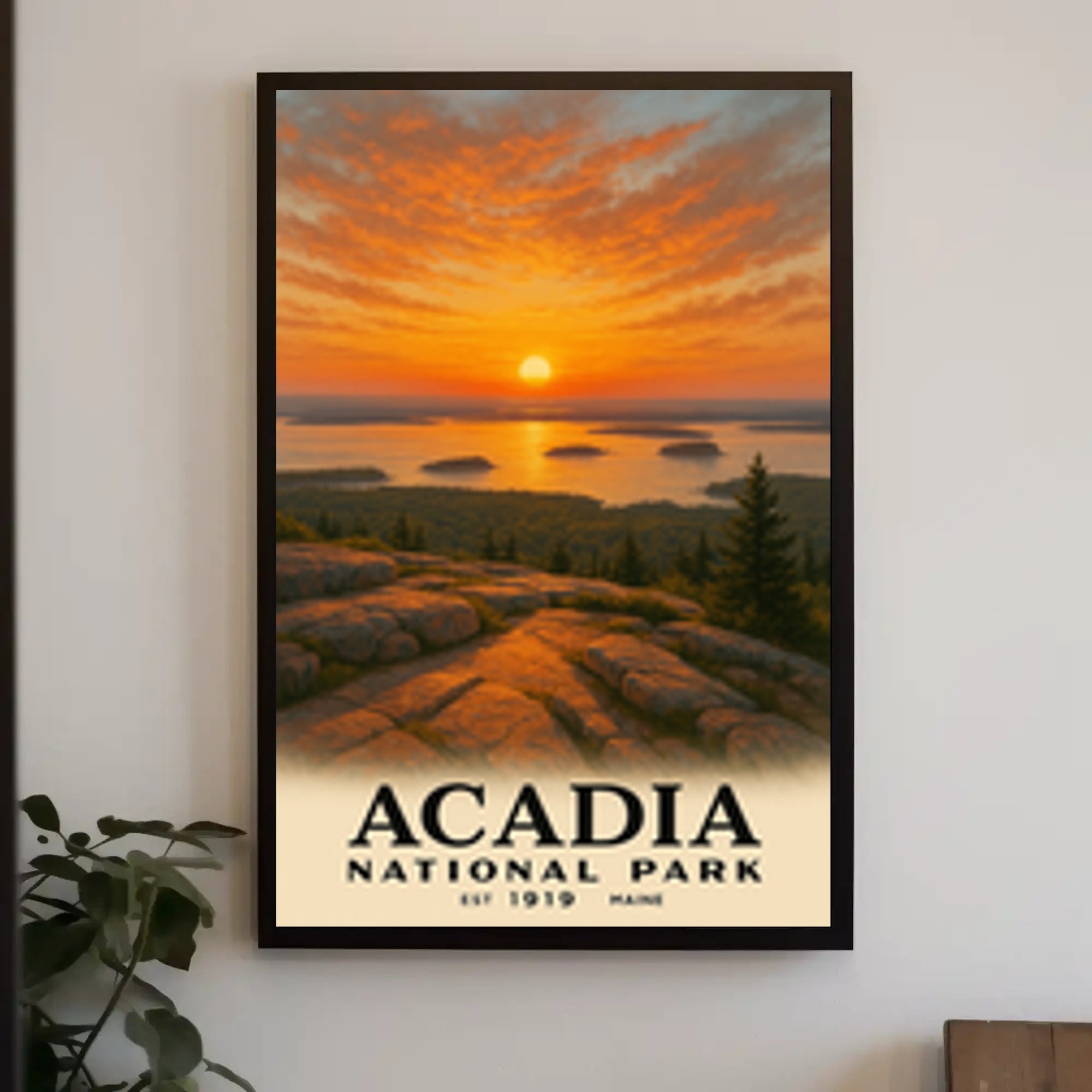 Acadia National Park Vintage Sunset Poster