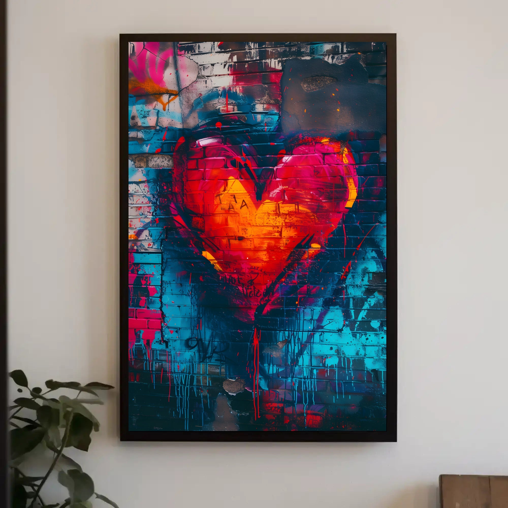 Heart Graffiti Art Poster for Urban Decor