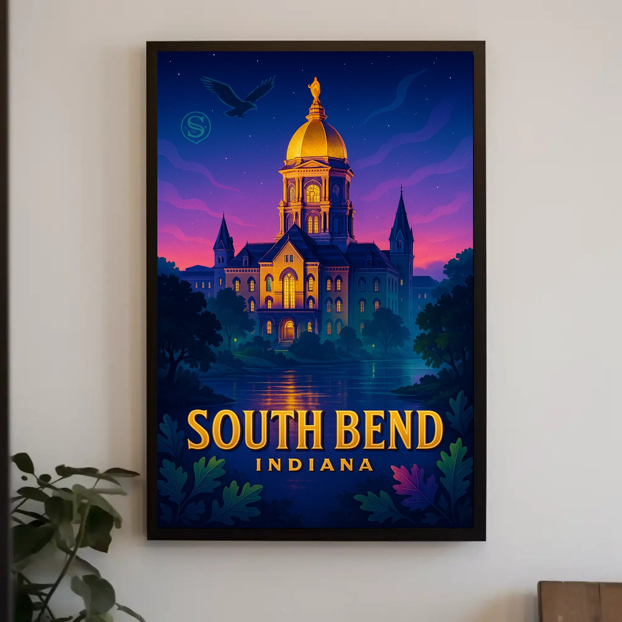 Illuminated Landmark in South Bend Poster