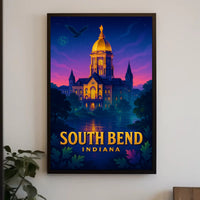 Illuminated Landmark in South Bend Poster