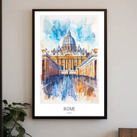 St. Peter's Basilica Watercolor Art Urban or Cityscape Poster PosterGoat