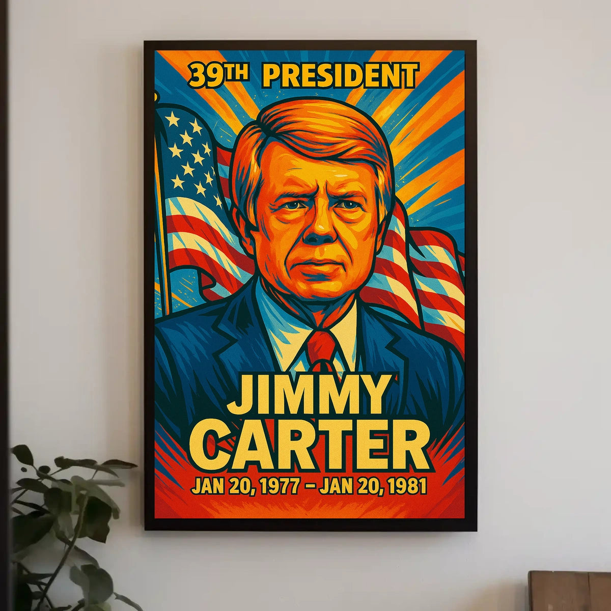 Jimmy Carter 39th President of the United States Colorful Comic Book Style Poster