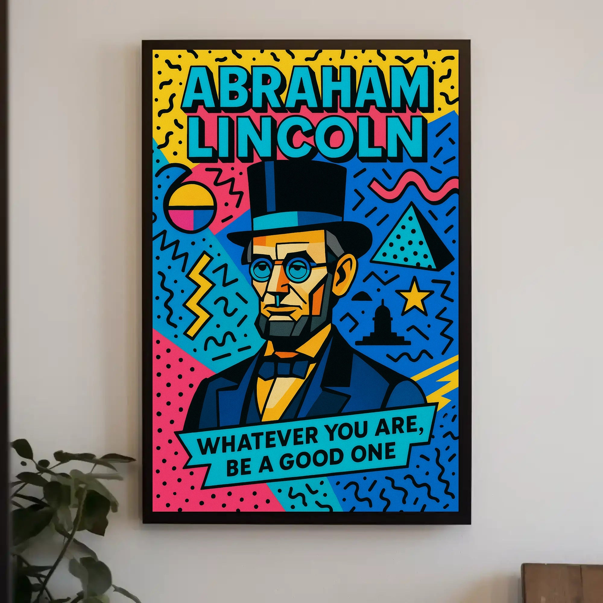 Colorful Pop Art Abraham Lincoln Motivational Quote Poster PosterGoat