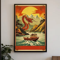 Dragon Soaring Over Serene River Poster
