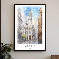 Madrid's Historic Building Watercolor Travel Poster PosterGoat
