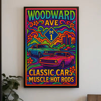 Woodward Ave Muscle Car Poster