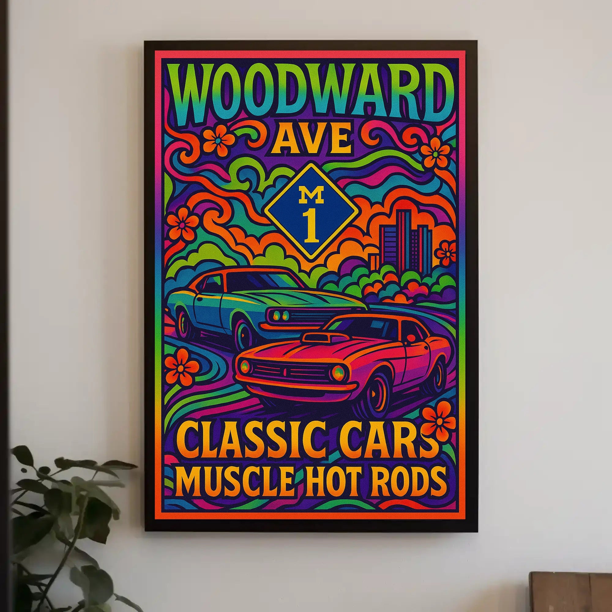 Woodward Ave Muscle Car Poster