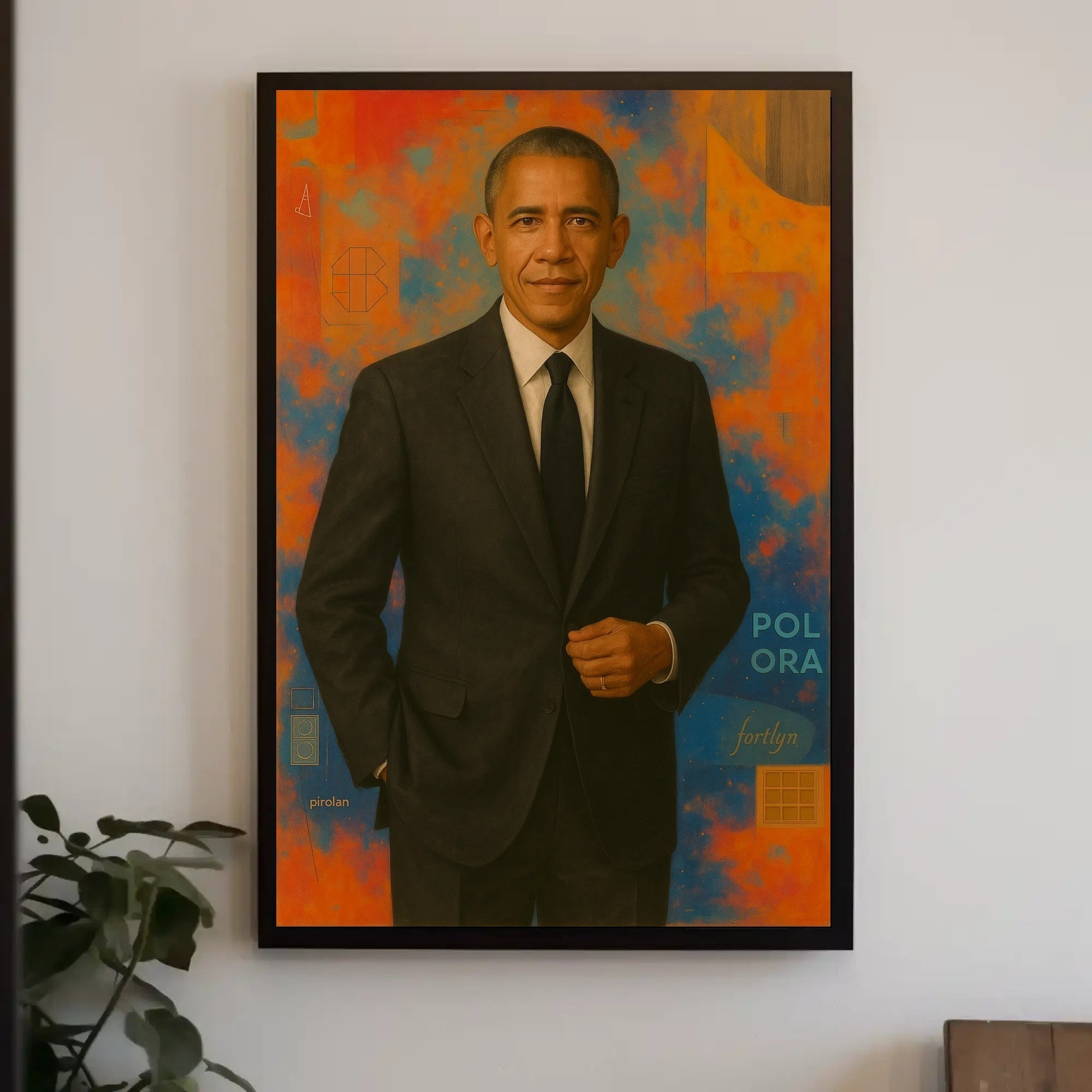 Person in Suit with Abstract Geometric Art Poster