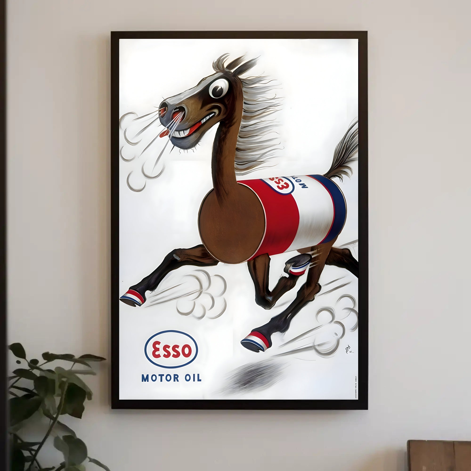 Esso Motor Oil Horse Travel Poster Art Print