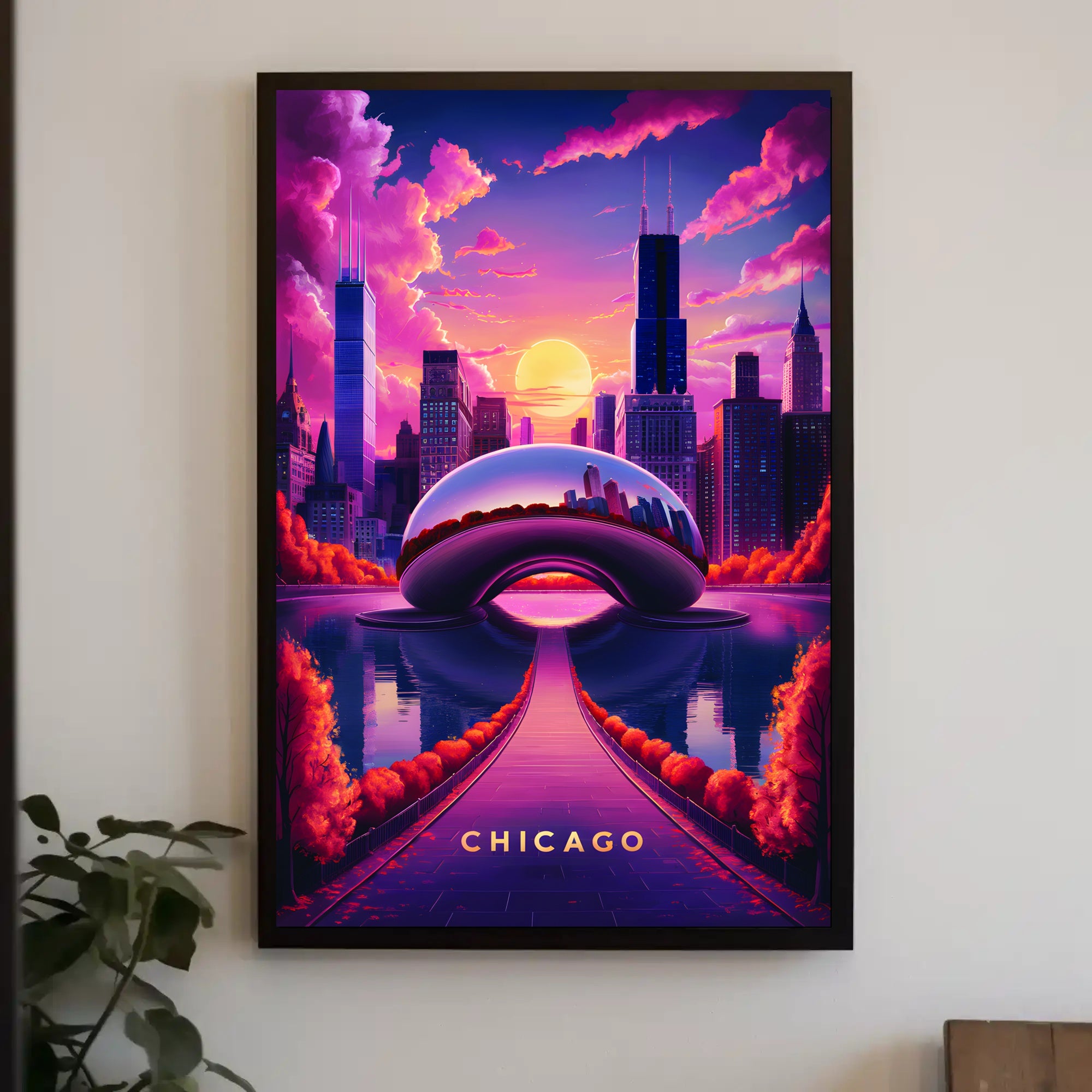 Dreamy Chicago Sunset Poster
