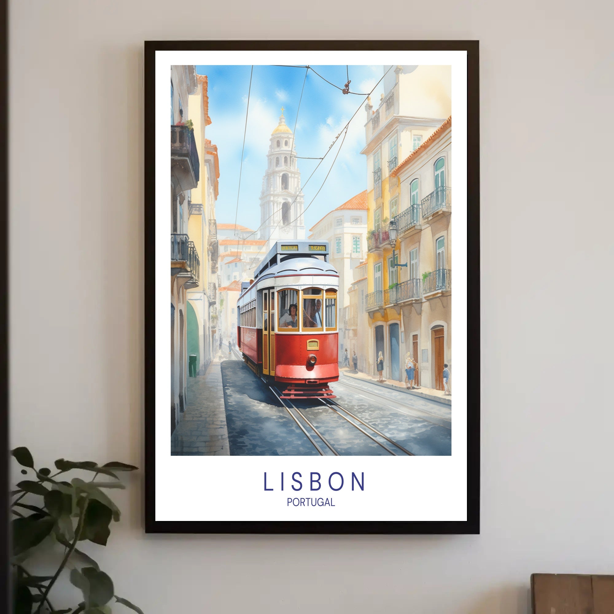 Lisbon Tram Vibrant Cityscape Travel Poster PosterGoat