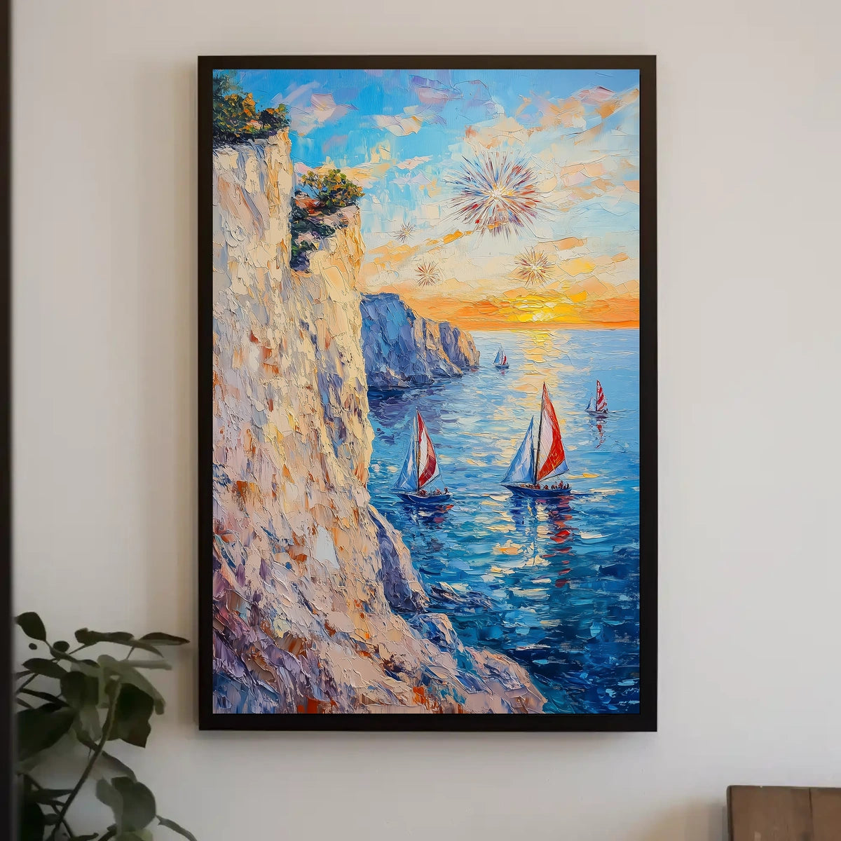 pixelmotion copyai 35099 Thick oil impasto painting of a coastal cl 5e7818ef ccf4ef9bde5b64623829Poster