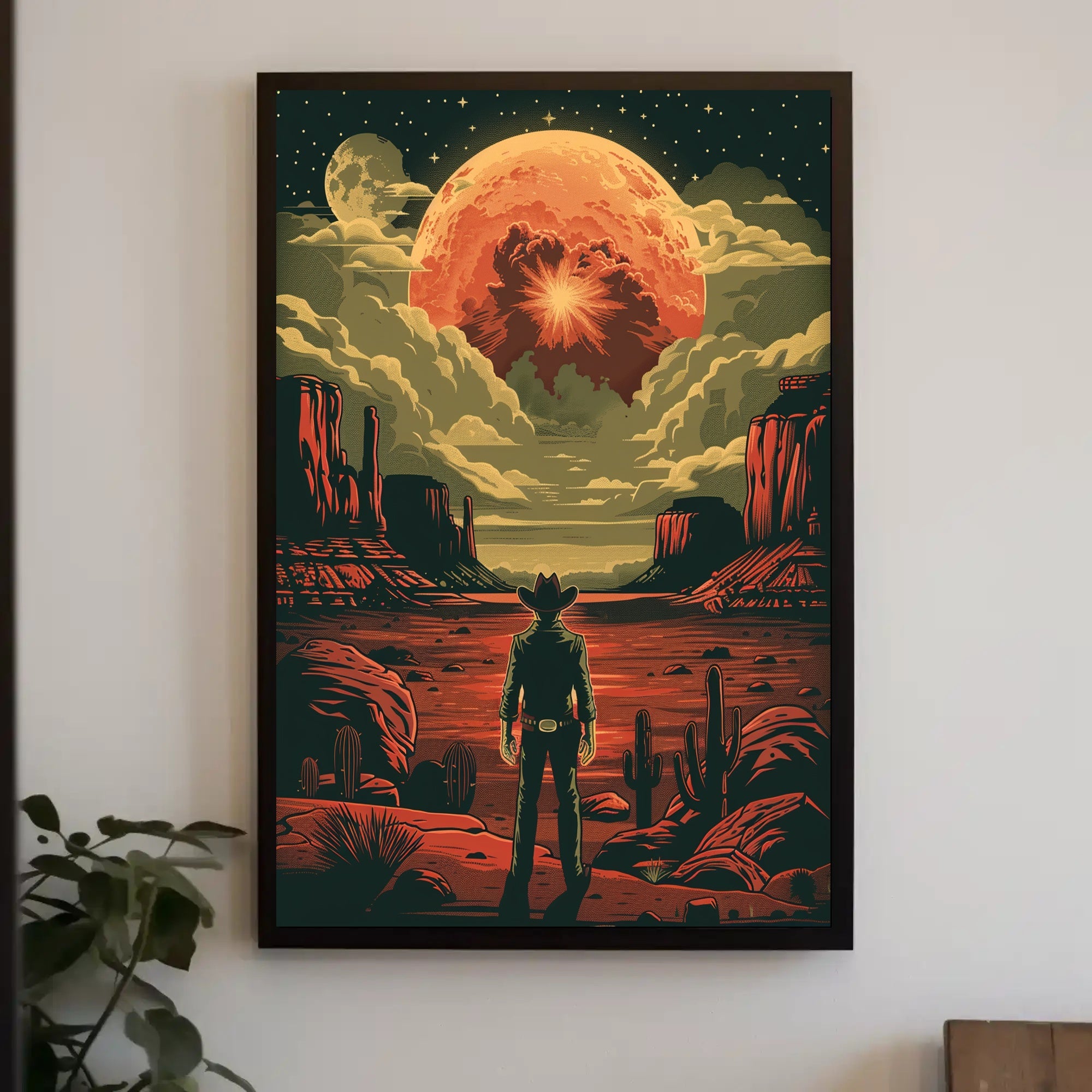 Cosmic Cowboy Poster Art Print for Home Decor and Wanderlust Enthusiasts PosterGoat