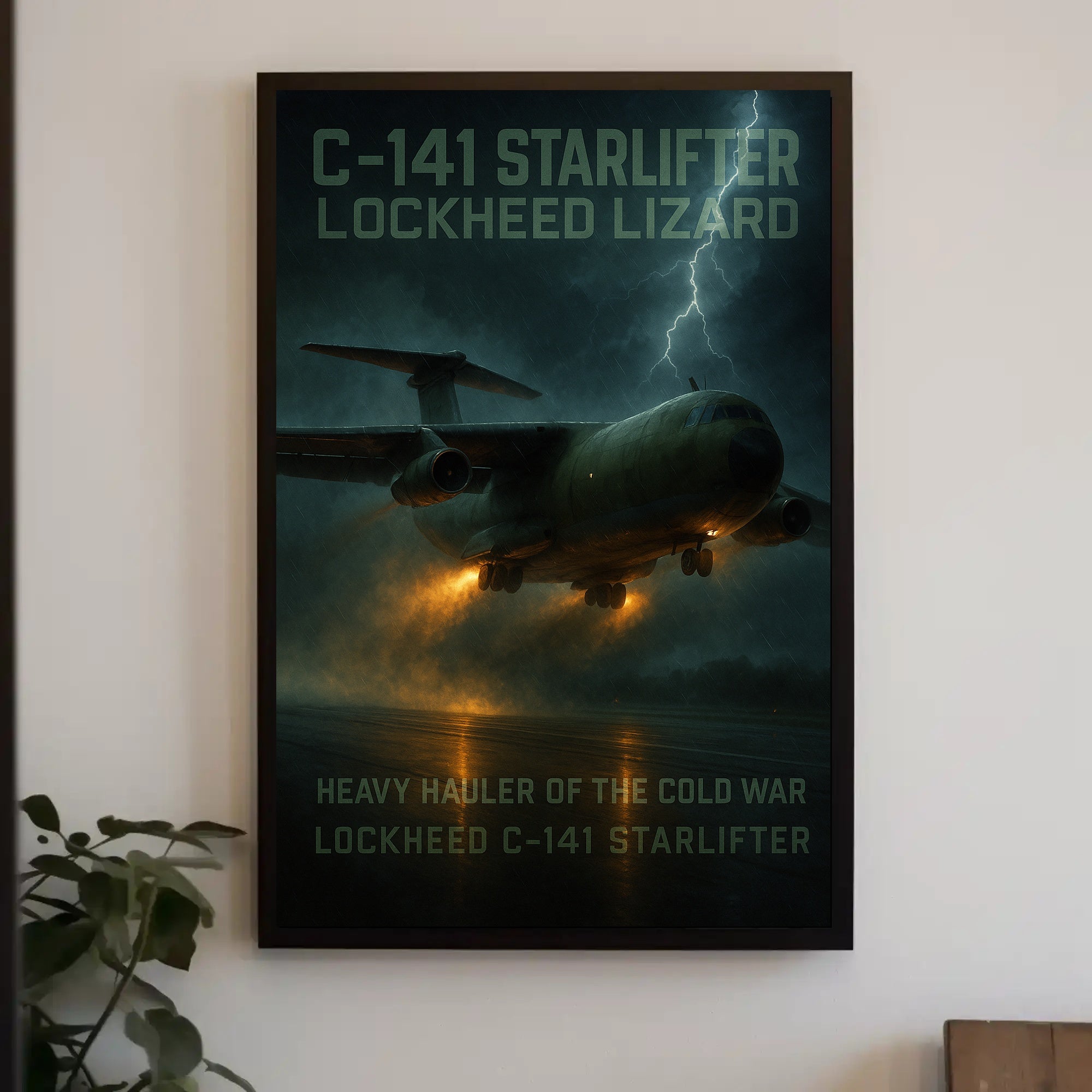 Military Aircraft Stormy Scene: C-141 Starlifter Poster