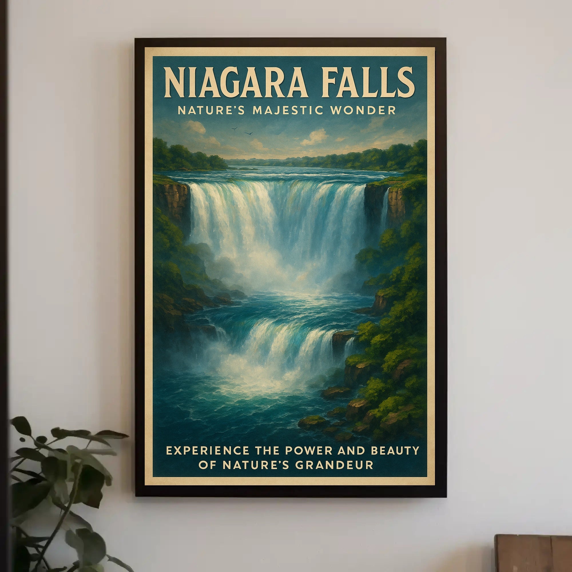 Niagara Falls Vintage Travel Art Illustation Travel Poster