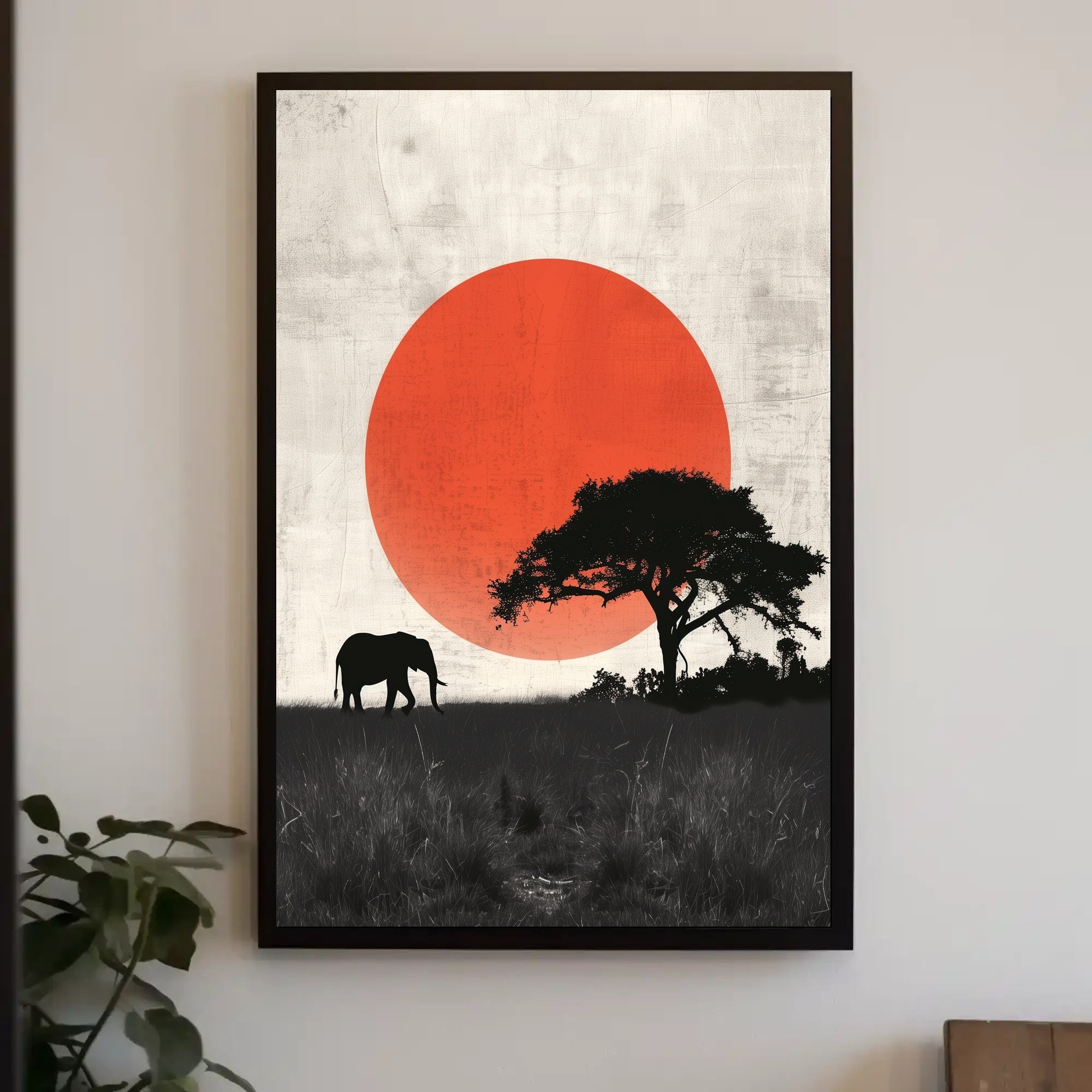 Serengeti Silhouette Poster Minimalist Sunset Print